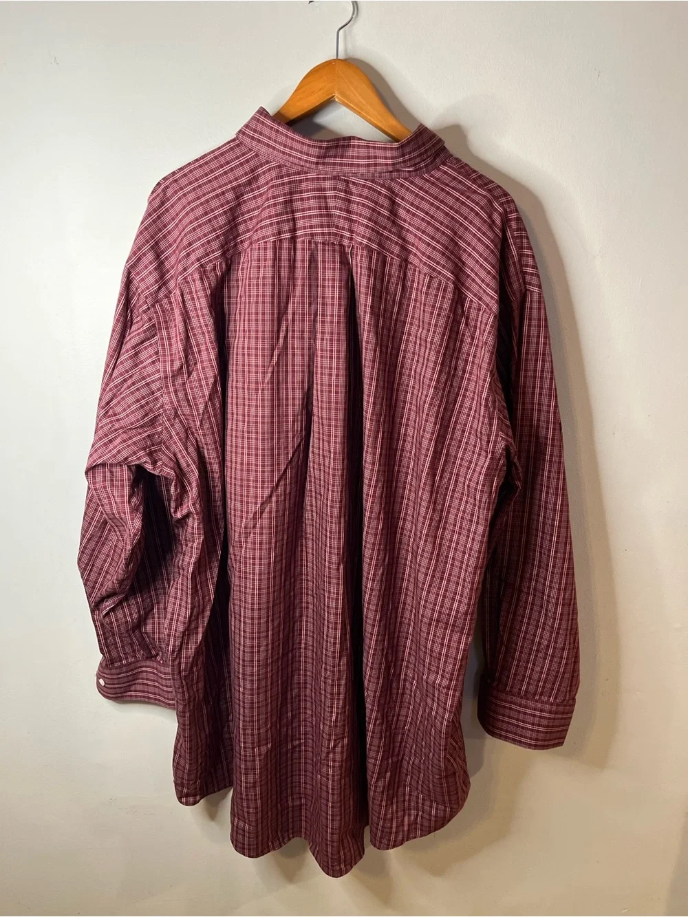 Big and Tall Lands' End Men's Burgundy Plaid Button-Down Shirt